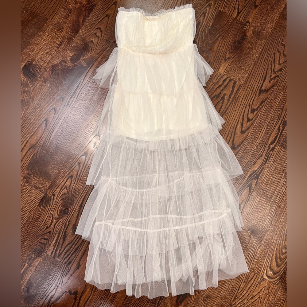 Lelis Strapless Ivory Tulle Dress